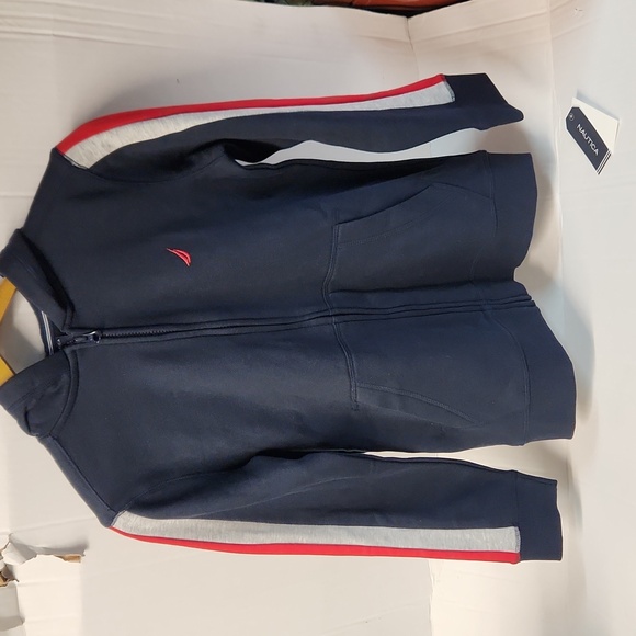 NWT Nautica Boys sz M (10/12) Sweatshirt w/hoodie zippered front - Picture 1 of 6
